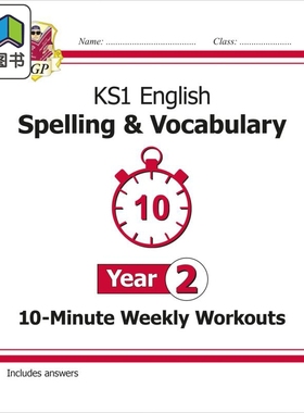 英国原版CGP教辅 新英语10分钟周周练拼写词汇2年级KS1 English 10 Minute Weekly Workouts Spelling Vocabulary 大音