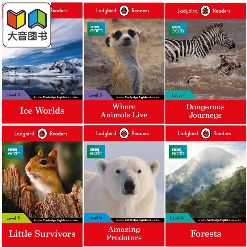 Ladybird Readers BBC Earth 小飘虫阅读分级指导BBC地球高阶6册 英文原版动物科普分级读物 Forests Ice Worlds 大音