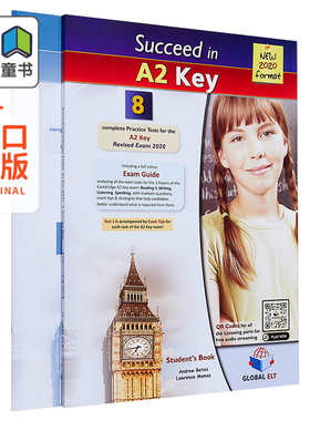 Global ELT Cambridge A2 KET Succeed in 8 Practice Tests Self-study Edition 8个练习测试 自学套装 2020考试修订版英文原版