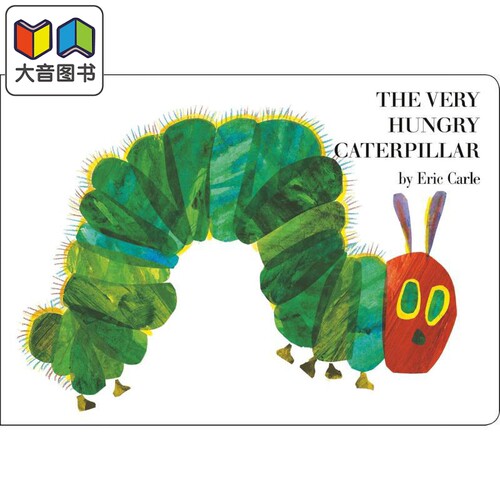 英文原版纸板饥饿的毛毛虫