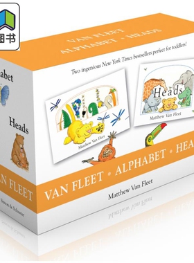 英文原版 Van Fleet Alphabet Heads 儿童触摸操作科普立体书2册 Matthew Van Fleet 纸板书 幼儿启蒙认知 趣味玩具书认知书