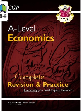 预售 英国CGP原版 New A-Level Economics 新A-Level经济学:一年级和二年级完成复习和实践