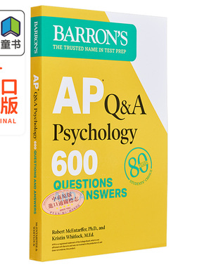 Barrons AP 2024 Q&A Psychology 600 Questions and Answers 心理学 Q&A 第二版 600个问题和答案 巴朗考试课程 英文原版书