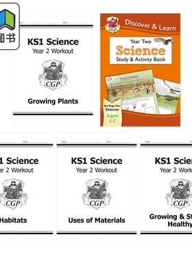英国原版CGP 小学二年级 科学练习册5册 KS1 Year 2 Science Workout Discover & Learn Study & Activity Book 大音