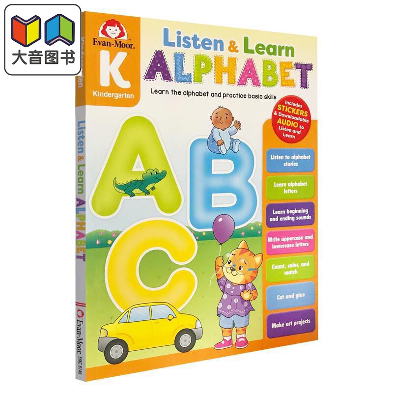 Listen and Learn Alphabet Grade K 听故事学英语系列 字母表 幼儿园阶段 Evan-Moor美国英文原版读写活动练习册 大音