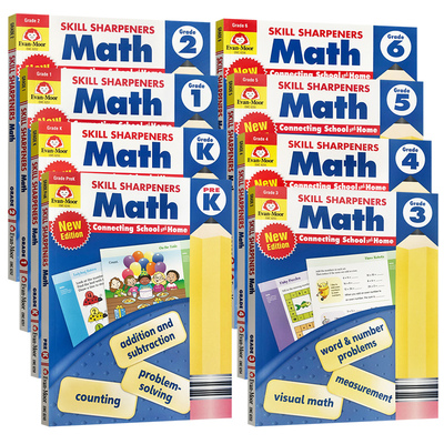 2021新版 技能铅笔刀 数学练习册 幼儿园至小学六年级 Skill Sharpeners Math Grade PreK-6 2021 revised edition 大音