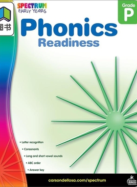 光谱练习册 自然拼读预备课程 学前班Spectrum Phonics Readiness Grade PK 英文原版进口教辅 Carson Dellosa 大音