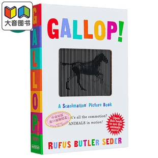 英文原版 视觉书 动物跑起来 Gallop A Scanimation Picture Book 马步 动画效果翻翻书 神奇动画书 光与影视觉 大音