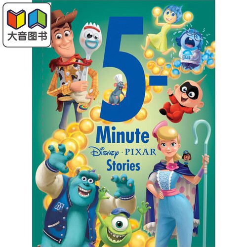英文原版 皮克斯5分钟12个故事合辑 5 Minute Disney Pixar Stories 迪士尼出品 精装 3-6岁 全彩绘本 儿童故事合集