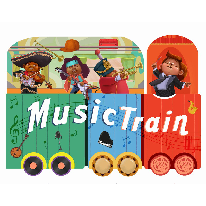 异形书 音乐火车 Music Train 英文原版 儿童纸板书 早教认知识物 绘本图画书 进口低幼童书 儿童读物 音乐知识 大音