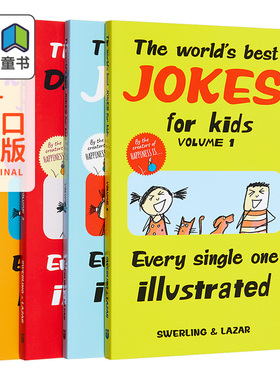 很好笑的笑话全集4册套装 The World's Best Jokes for Kids 1-4 英文原版进口 脑筋急转弯 儿童插图幽默笑话书