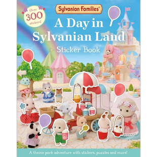 森贝儿家族贴纸 小鼻噶小鼻嘠 Sylvanian Families A Day in Sylvanian Land Sticker Book英文原版卡通动画精装绘本 大音