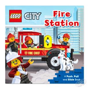 Lego Fire Station 乐高消防站 生活系列 机关操作书 英文原版 进口图书 儿童绘本 推拉活动玩具书纸板书 0-3岁