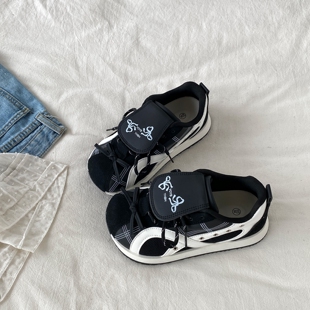 ins潮百搭复古运动板鞋 喜叔 黑色小众厚底阿甘鞋 女款 子 丑萌休闲鞋