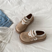 增高休闲一脚蹬乐福单鞋 新款 女2026春季 喜叔复古厚底蝴蝶结勃肯鞋