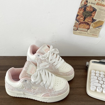 小香风粉色厚底板鞋不撞款鞋子潮