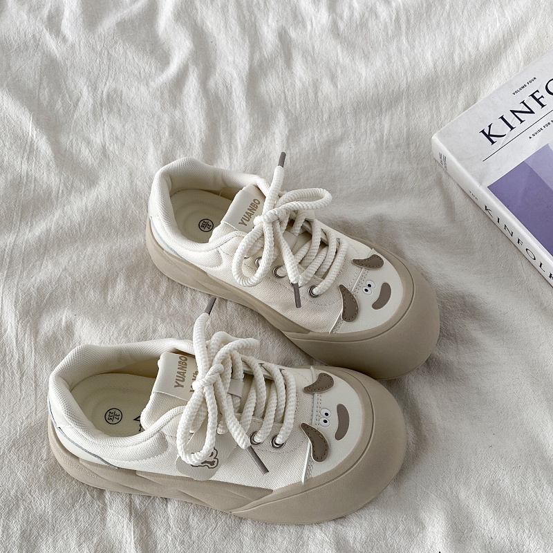 可爱小狗大头板鞋厚底百搭小白鞋