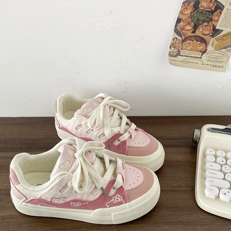 喜叔 小众粉色KT猫面包鞋女款2025新款春季厚底板鞋ins超火小白鞋,女鞋,休闲板鞋,淘宝优惠券,粉丝福利购,淘宝优惠卷