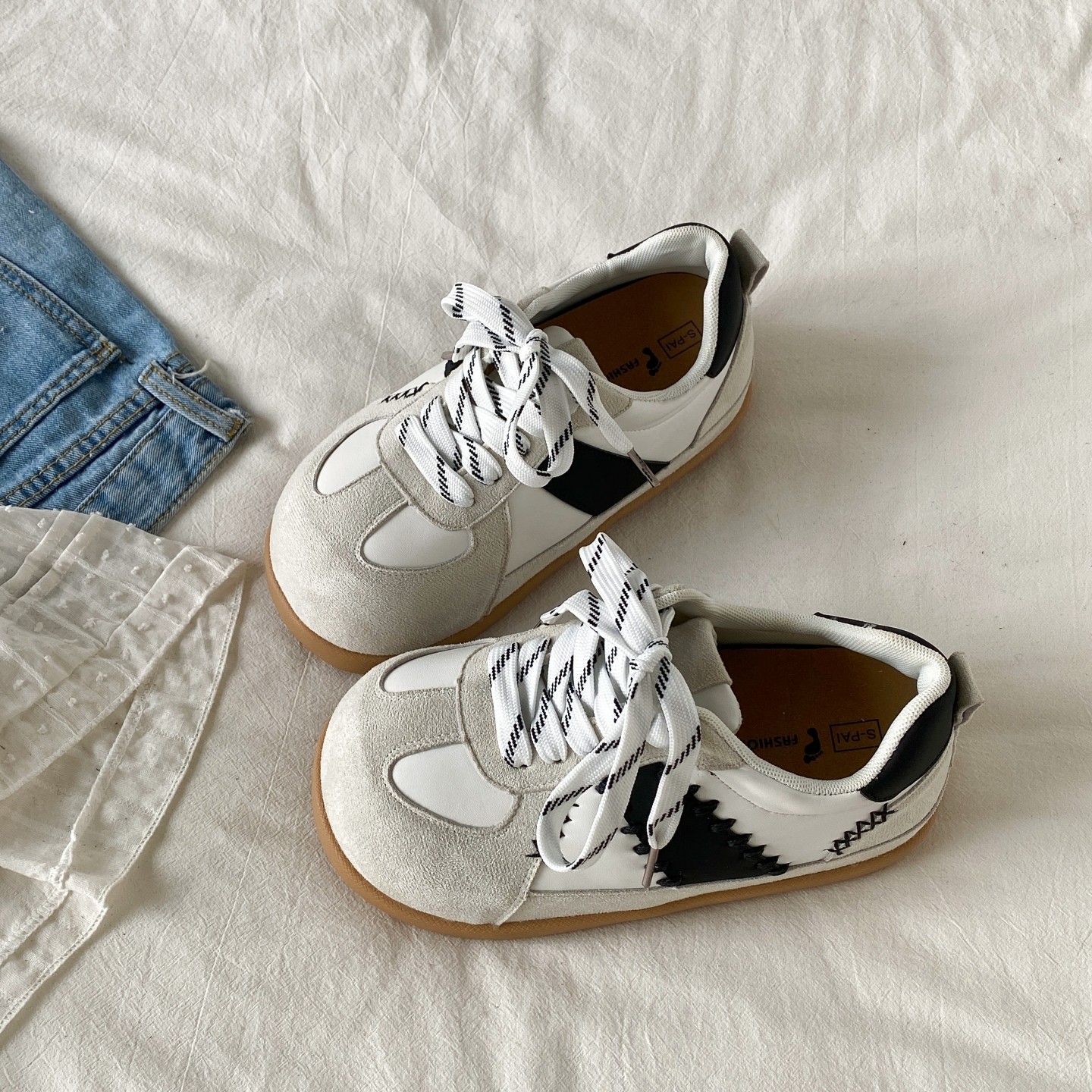 喜叔 丑萌大头德训鞋女款ins潮小众厚底面包鞋复古休闲运动板鞋子,女鞋,德训鞋,淘宝优惠券,粉丝福利购,淘宝优惠卷