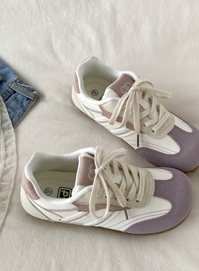 喜叔 韩版小众紫色德训鞋女2025新款夏季阿甘板鞋薄底运动休闲鞋
