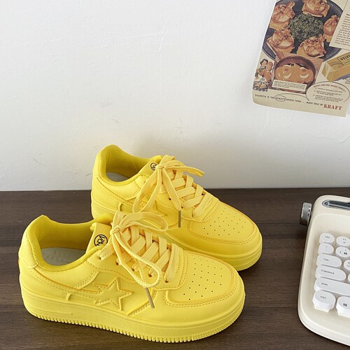 马卡龙色星星板鞋女厚底休闲鞋子