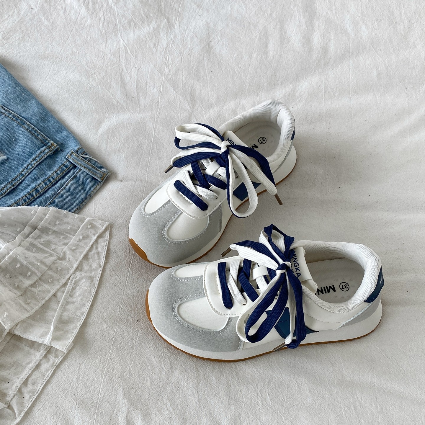 喜叔拼色复古阿甘鞋女2026新款春季厚底德训鞋百搭休闲运动小白鞋,女鞋,时尚休闲鞋,淘宝优惠券,粉丝福利购,淘宝优惠卷