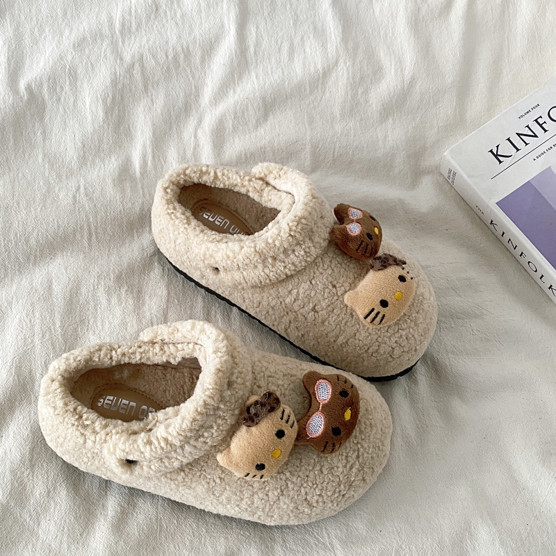 可爱kitty猫厚底毛毛拖鞋勃肯鞋