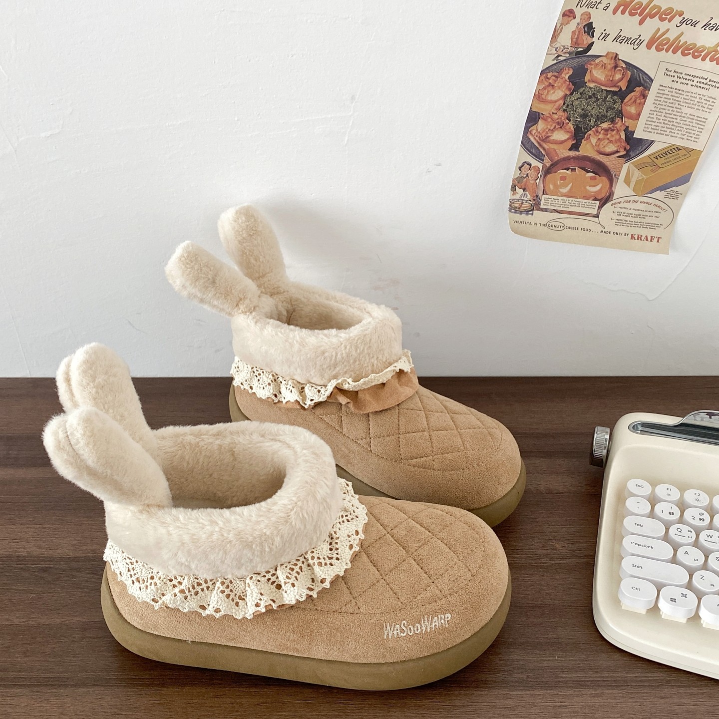 喜叔棕色小众兔子耳朵厚底雪地靴女2025冬季新款加绒保暖东北棉鞋,女鞋,时尚雪地靴,淘宝优惠券,粉丝福利购,淘宝优惠卷