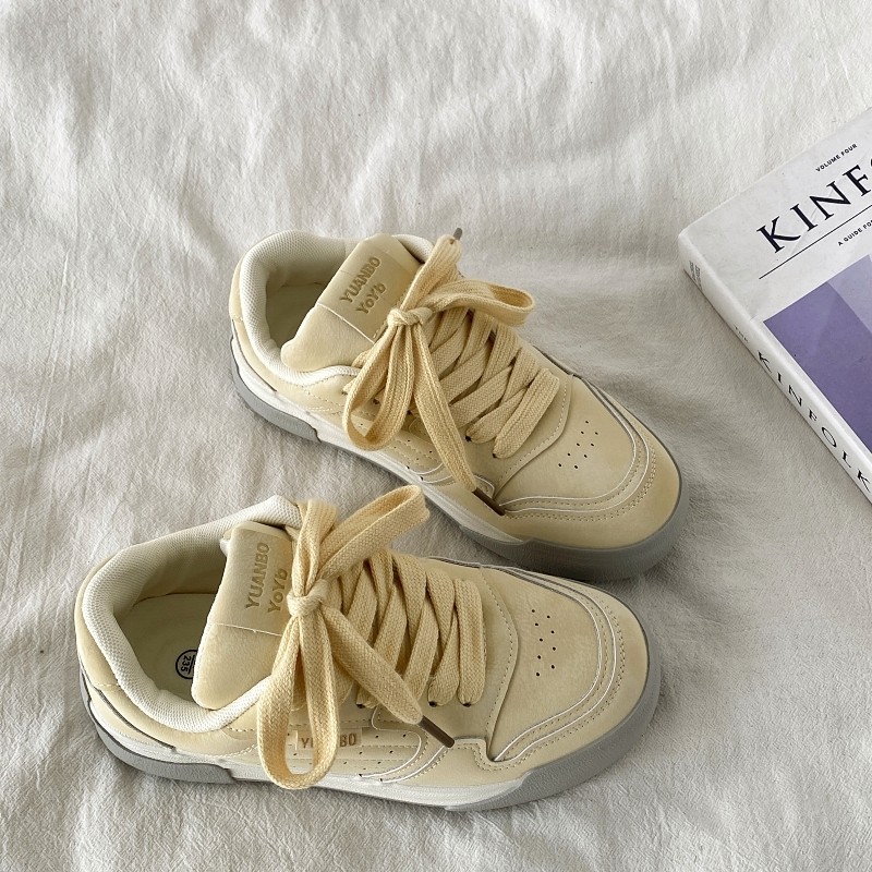 喜叔 春季爆款黄色面包鞋女2025新款小众厚底板鞋休闲运动小白鞋,女鞋,休闲板鞋,淘宝优惠券,粉丝福利购,淘宝优惠卷