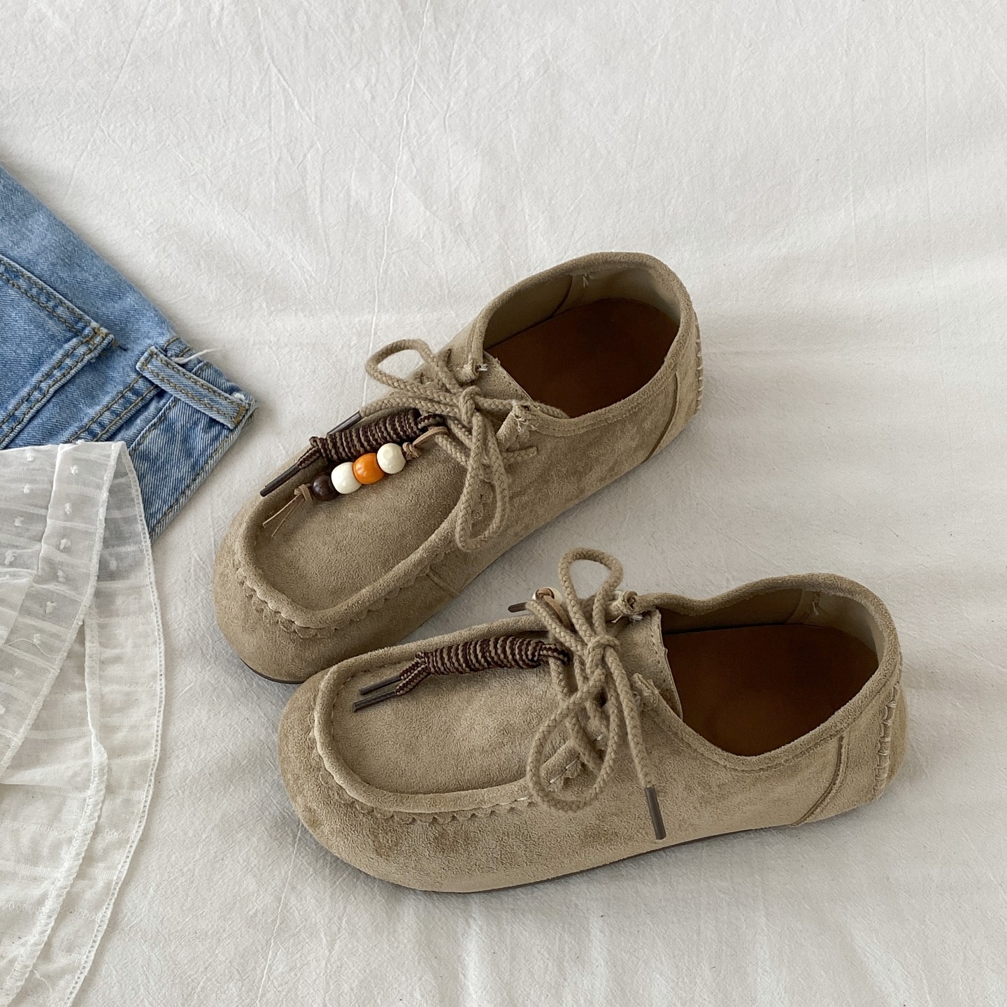 喜叔 厚底小众勃肯鞋女款2025秋季新款复古休闲豆豆鞋爆款袋鼠鞋,女鞋,深口单鞋,淘宝优惠券,粉丝福利购,淘宝优惠卷