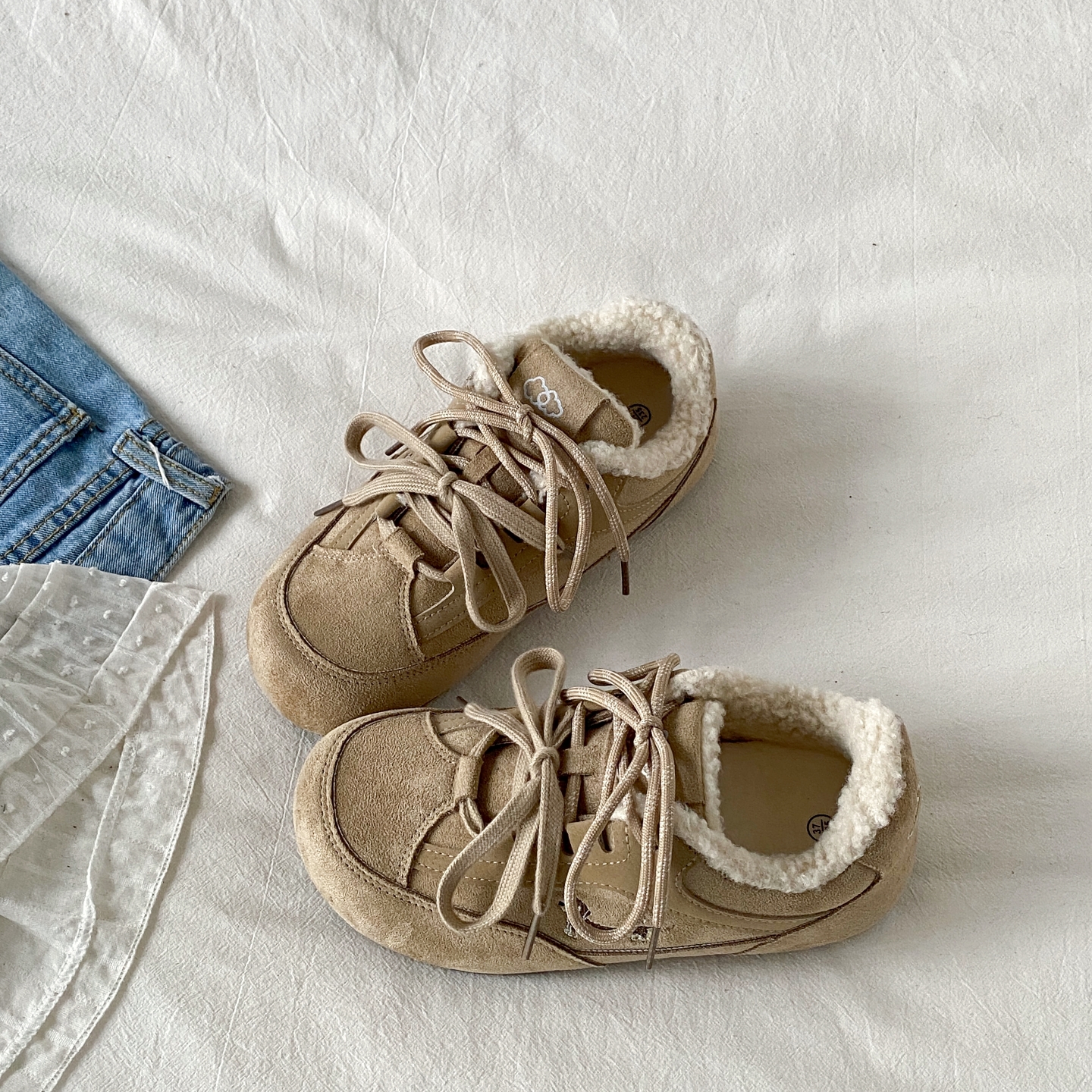 棕色加绒德训鞋小众复古二棉板鞋