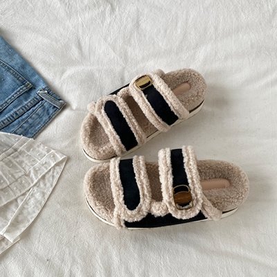 露思同款勃肯毛毛拖鞋时尚棉拖鞋