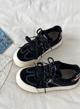 喜叔复古小众黑色加绒德训板鞋女2025新款秋冬保暖二棉女鞋休闲鞋