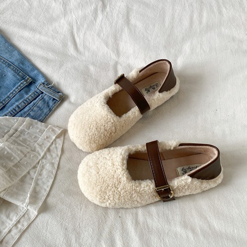 法式两穿加绒玛丽珍鞋外穿毛毛鞋