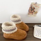 加绒加厚保暖棉鞋 喜叔民族风复古厚底雪地靴女2025新款 冬季 短靴子