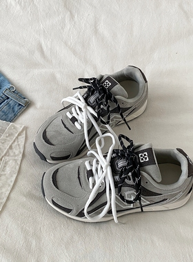喜叔 复古灰色厚底德训鞋女2025秋冬新款阿甘鞋ins潮休闲运动鞋子