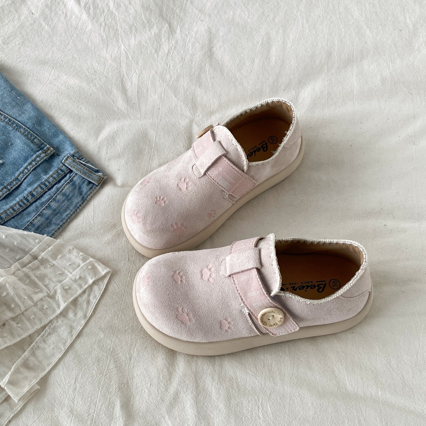 喜叔粉色厚底全包勃肯鞋女2026春季新款百搭一脚蹬乐福鞋休闲板鞋,女鞋,勃肯鞋/软木鞋,淘宝优惠券,粉丝福利购,淘宝优惠卷