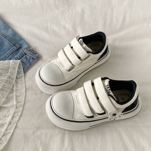 女款 休闲面包鞋 2026春季 厚底小白鞋 子 新款 喜叔大头丑萌魔术贴板鞋