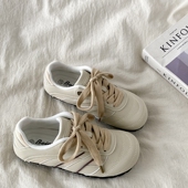 子休闲丑萌鞋 喜叔 新款 百搭板鞋 奶茶色圆头泡芙德训鞋 女2024秋季