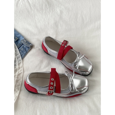 爆款红色方头蝴蝶结玛丽珍单鞋