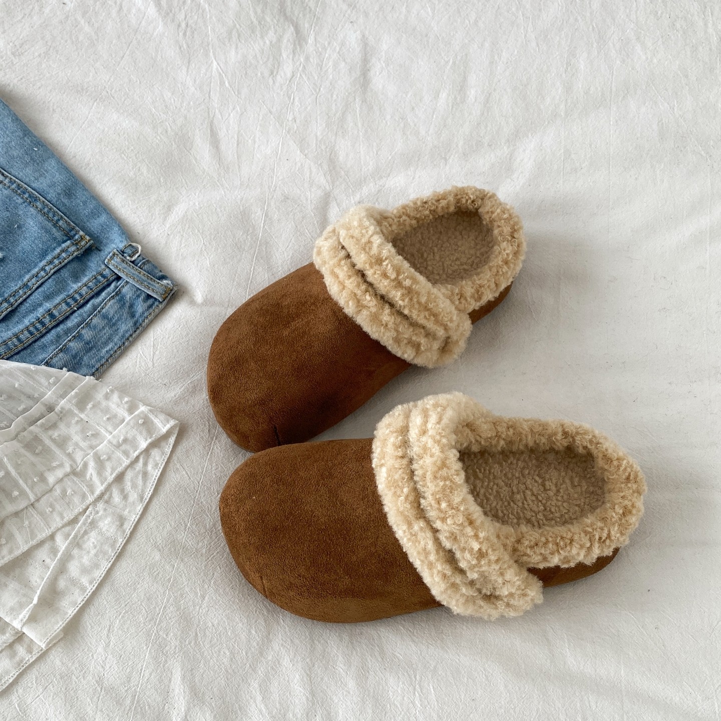 喜叔两穿厚底加绒半拖勃肯鞋女外穿冬季保暖一脚蹬防滑毛毛棉拖鞋,女鞋,包头拖,淘宝优惠券,粉丝福利购,淘宝优惠卷