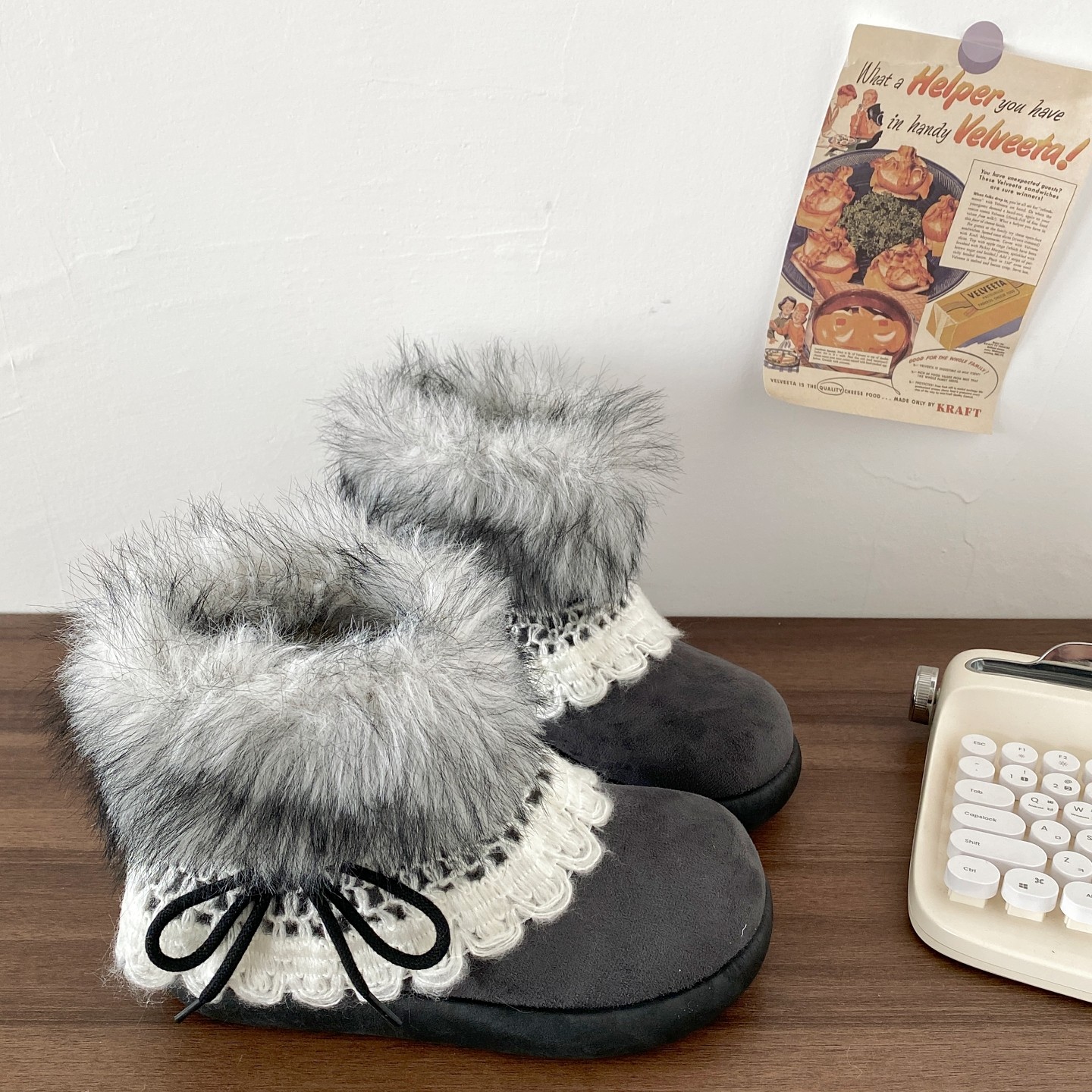 费尔岛雪地靴加绒加厚短筒棉靴子