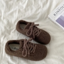 喜叔羊羔毛保暖平底二棉鞋女2025冬季新款加绒加厚德训板鞋毛毛鞋