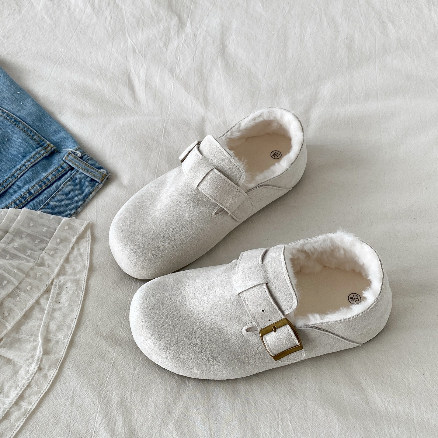 喜叔勃肯鞋女复古加绒加厚保暖毛毛鞋2025冬季新款一脚蹬穆勒棉鞋,女鞋,勃肯鞋/软木鞋,淘宝优惠券,粉丝福利购,淘宝优惠卷