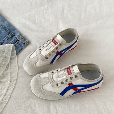 无鞋带德训鞋平底一脚蹬阿甘鞋子