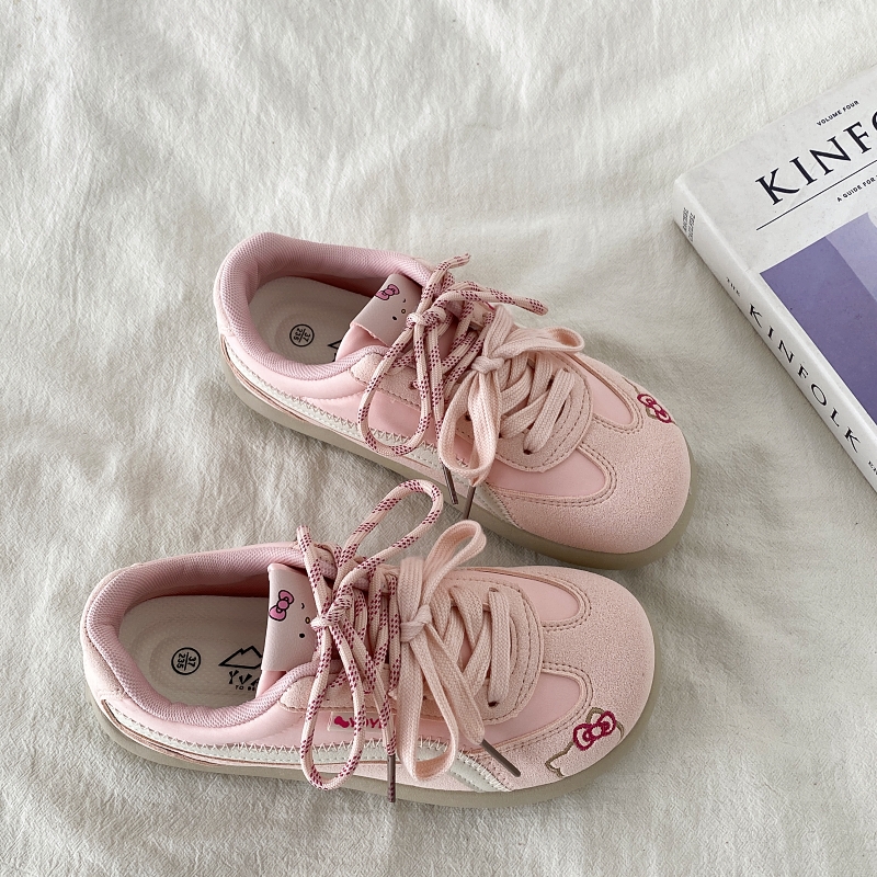 可爱粉色kitty猫德训鞋韩系板鞋
