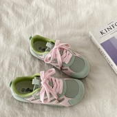 小白鞋 喜叔 夏季 网面透气休闲板鞋 小众粉绿撞色德训鞋 女2025新款