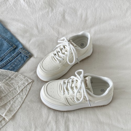 韩版小众爱心小白鞋厚底休闲板鞋