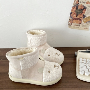 加绒加厚外穿棉鞋 2025新款 短靴子 保暖白色毛毛雪地靴女款 喜叔冬季