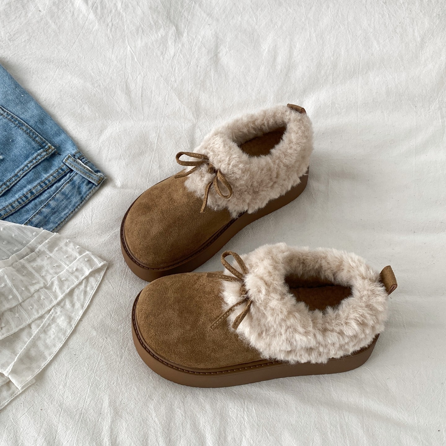 喜叔棕色复古增高厚底雪地棉鞋女2025新款冬季保暖加绒勃肯毛毛鞋,女鞋,棉鞋,淘宝优惠券,粉丝福利购,淘宝优惠卷